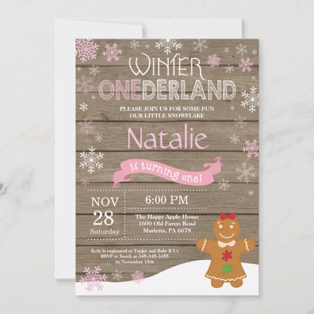Invitación de cumpleaños número uno de Onederland  (Anverso)
