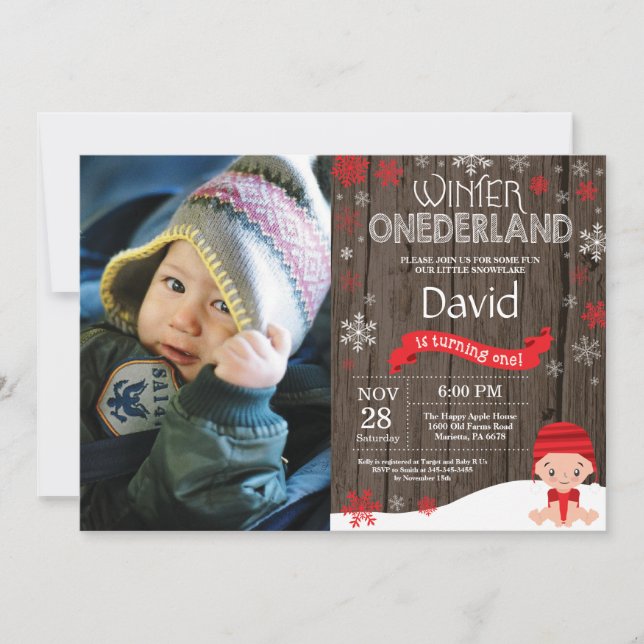 Invitación de cumpleaños número uno de Onederland  (Anverso)