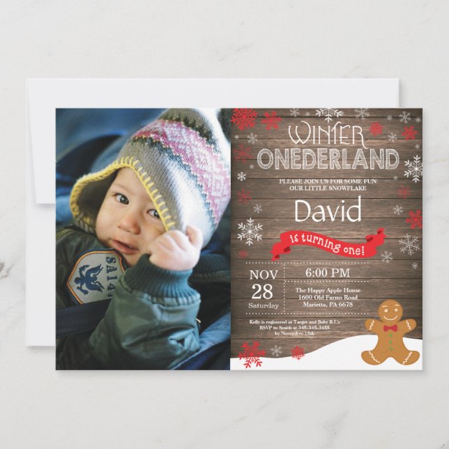 Invitación de cumpleaños número uno de Onederland  (Anverso)