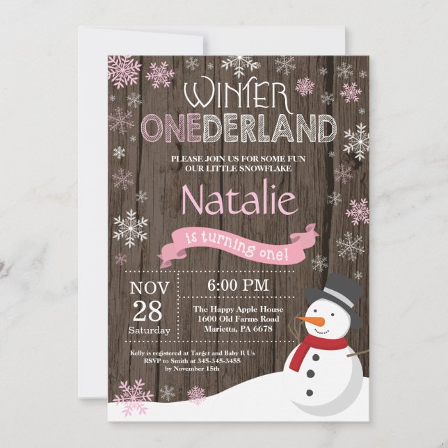 Invitación de cumpleaños número uno de Onederland  (Anverso)