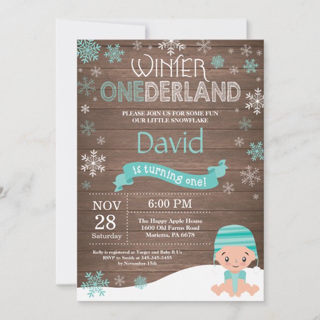 Invitación de cumpleaños número uno de Onederland  (Anverso)