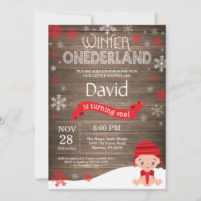Invitación de cumpleaños número uno de Onederland  (Anverso)