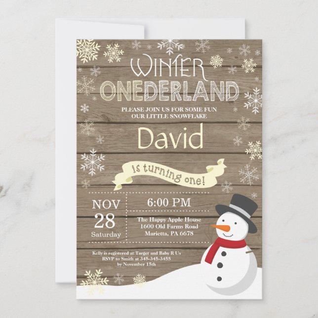 Invitación de cumpleaños número uno de Onederland  (Anverso)