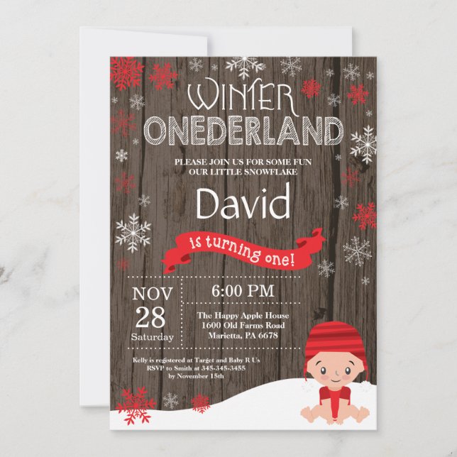 Invitación de cumpleaños número uno de Onederland  (Anverso)