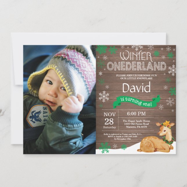 Invitación de cumpleaños número uno de Onederland  (Anverso)