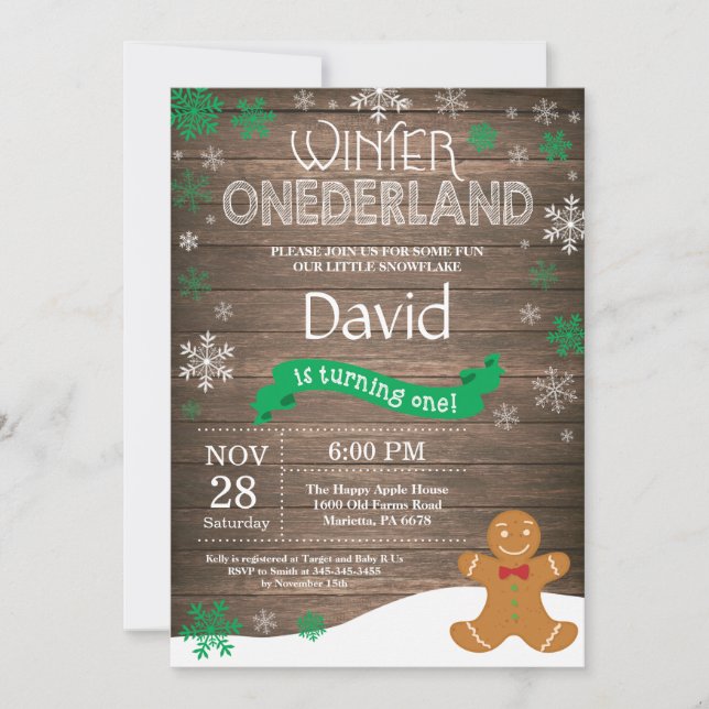 Invitación de cumpleaños número uno de Onederland  (Anverso)