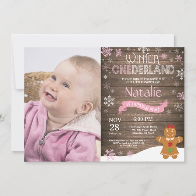 Invitación de cumpleaños número uno de Onederland  (Anverso)
