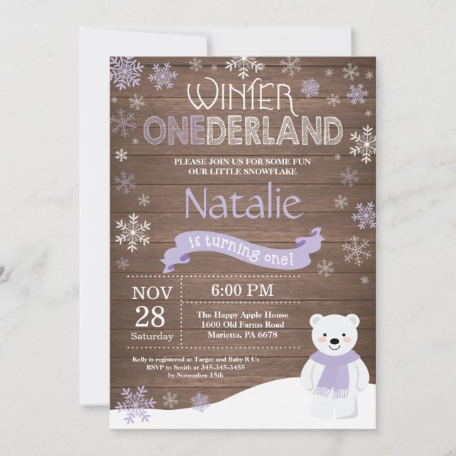 Invitación de cumpleaños número uno de Onederland  (Anverso)