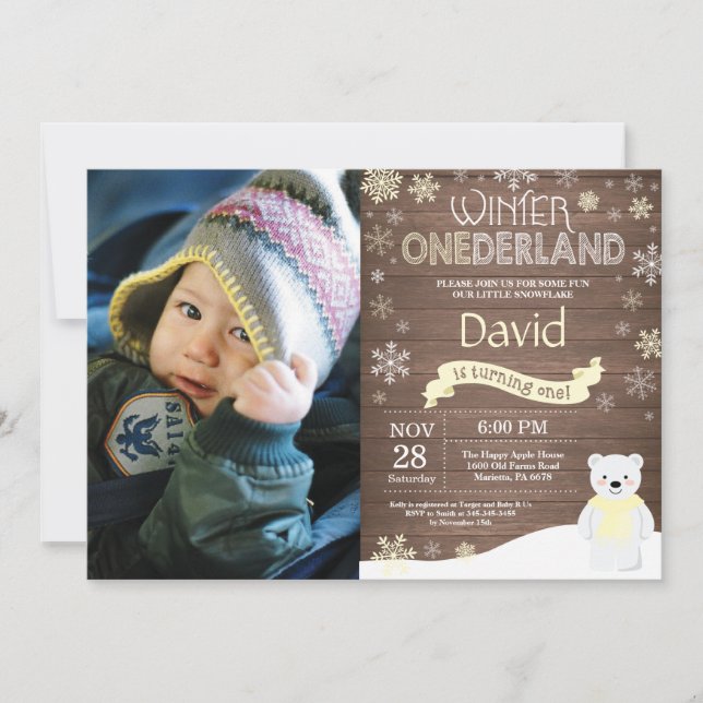 Invitación de cumpleaños número uno de Onederland  (Anverso)