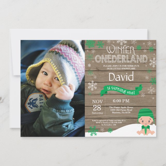Invitación de cumpleaños número uno de Onederland  (Anverso)