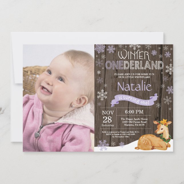 Invitación de cumpleaños número uno de Onederland  (Anverso)