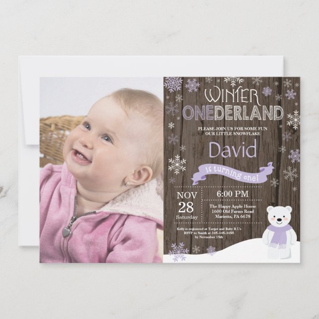 Invitación de cumpleaños número uno de Onederland  (Anverso)