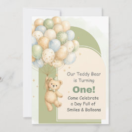 Invitación de cumpleaños número uno de osito de pe