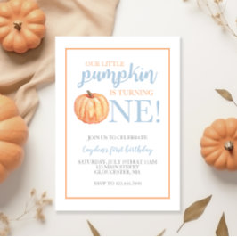 Invitación de cumpleaños número uno de otoño azul