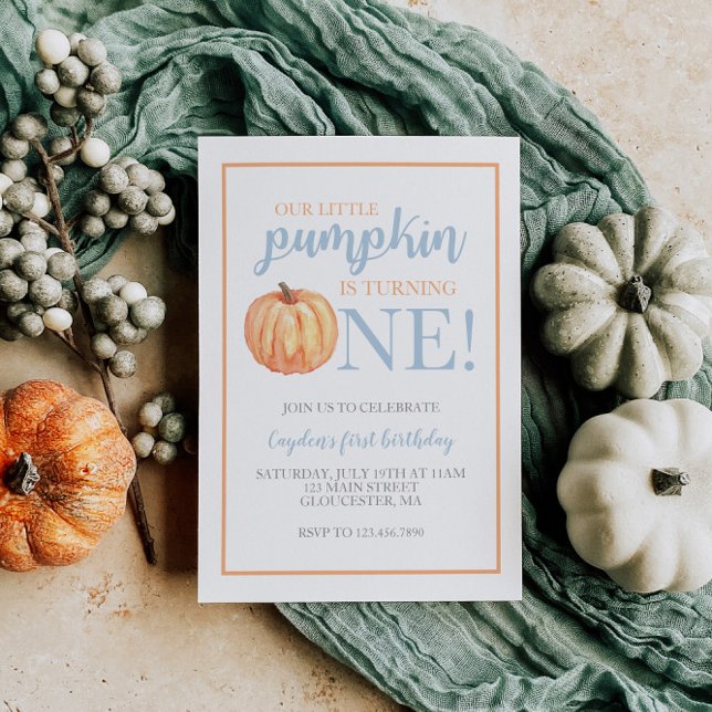 Invitación de cumpleaños número uno de otoño azul  (Subido por el creador)