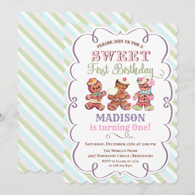 Invitación de cumpleaños número uno de pan de jeng (Anverso / Reverso)