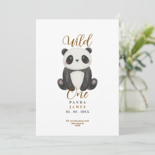 invitación de cumpleaños número uno de panda lindo