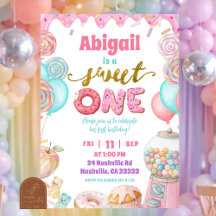 Invitación de cumpleaños número uno de Pastel Donu