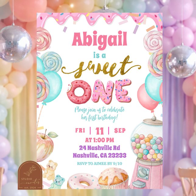 Invitación de cumpleaños número uno de Pastel Donu (Subido por el creador)