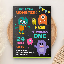 Invitación de cumpleaños número uno de pequeño mon