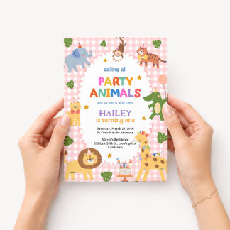 Invitación de cumpleaños número uno de Pink Party