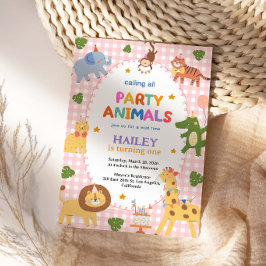 Invitación de cumpleaños número uno de Pink Party