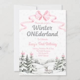 Invitación de cumpleaños número uno de Pink Winter
