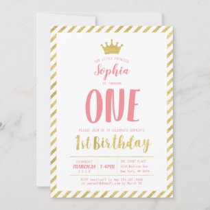 Invitación de cumpleaños número uno de Princesa, O