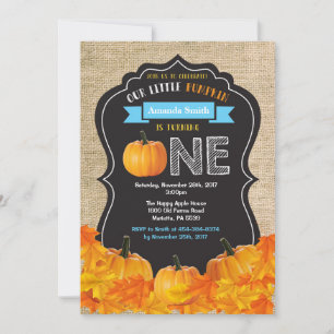 Invitación de cumpleaños número uno de Pumpkin Boy