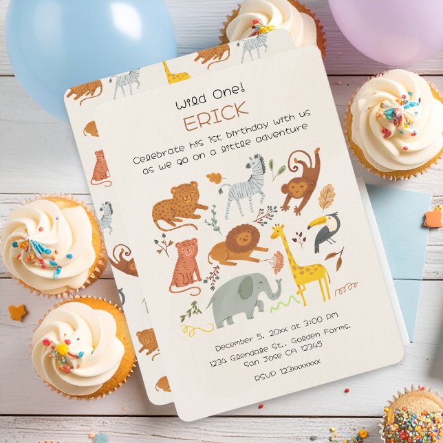 Invitación de cumpleaños número uno de Safari Wild (Subido por el creador)