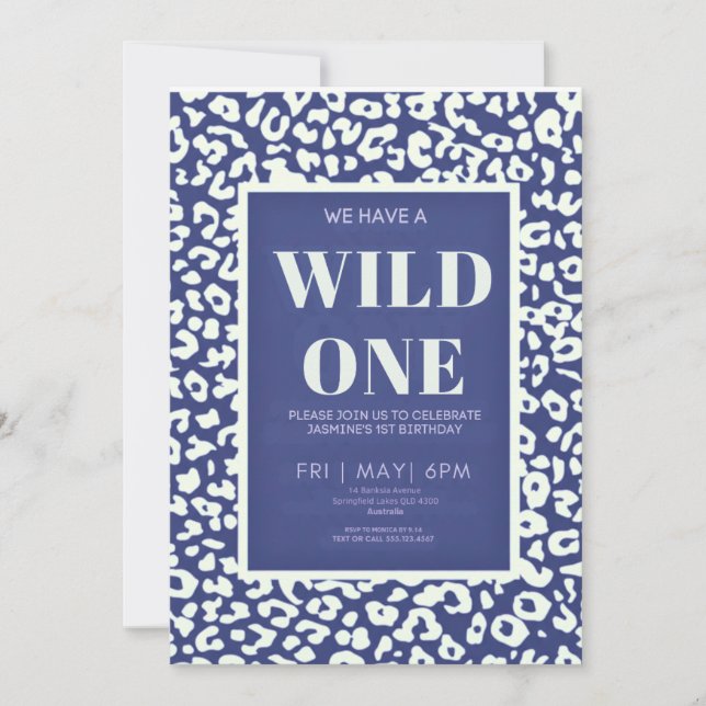 Invitación de cumpleaños número uno de Safari Wild (Anverso)