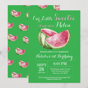 Invitación de cumpleaños número uno de sandía One 