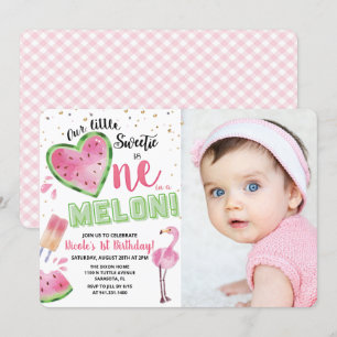 Invitación de cumpleaños número uno de sandía One 