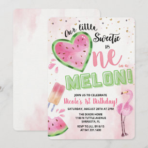 Invitación de cumpleaños número uno de sandía One 