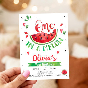 Invitación de cumpleaños número uno de sandía One 