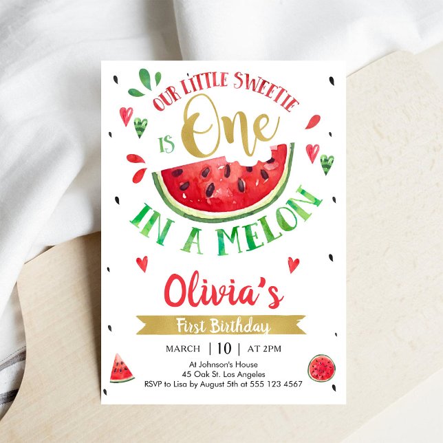 Invitación de cumpleaños número uno de sandía One  (Subido por el creador)