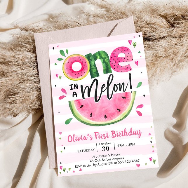 Invitación de cumpleaños número uno de sandía One  (Subido por el creador)