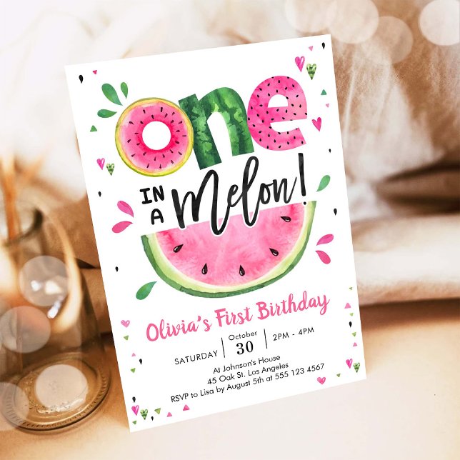 Invitación de cumpleaños número uno de sandía One  (Subido por el creador)