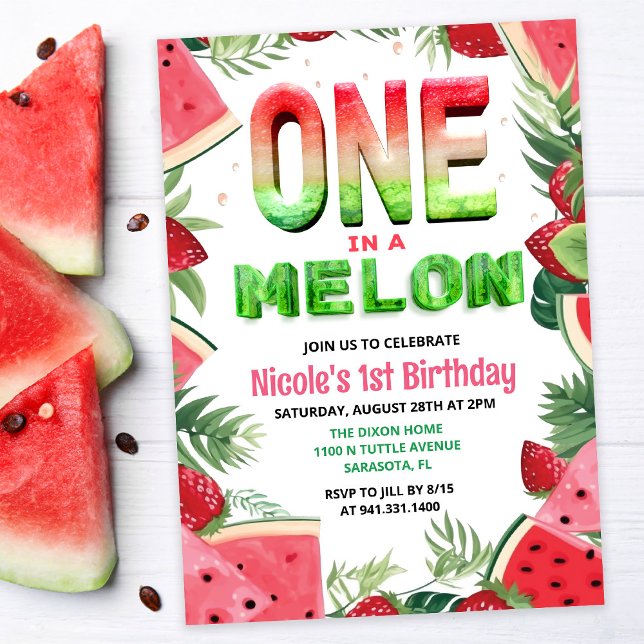 Invitación de cumpleaños número uno de sandía One  (Subido por el creador)