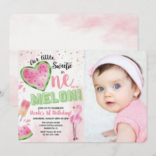 Invitación de cumpleaños número uno de sandía One 