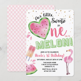 Invitación de cumpleaños número uno de sandía One 