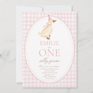 Invitación de cumpleaños número uno de Silly Goose