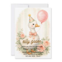 Invitación de cumpleaños número uno de Silly Goose