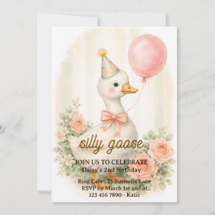 Invitación de cumpleaños número uno de Silly Goose