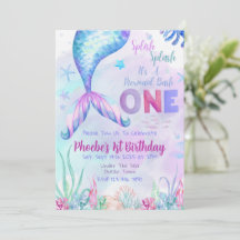 Invitación de Cumpleaños Número Uno de Sirena