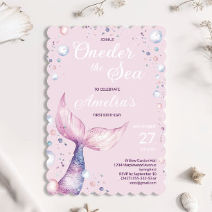 Invitación de cumpleaños número uno de sirena bajo