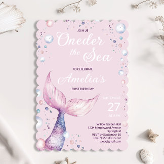 Invitación de cumpleaños número uno de sirena bajo
