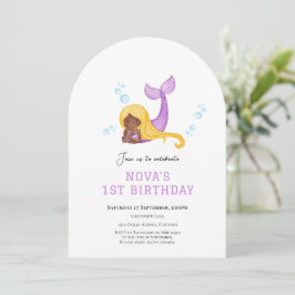 Invitación de cumpleaños número uno de sirena bajo
