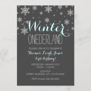 Invitación de cumpleaños número uno de Snowflake W