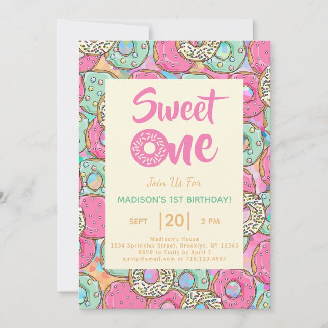 Invitación de cumpleaños número uno de Sweet One D (Anverso)